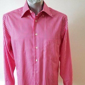 Alfred Sung Mens Shirt Size M Pink Stripe Button S